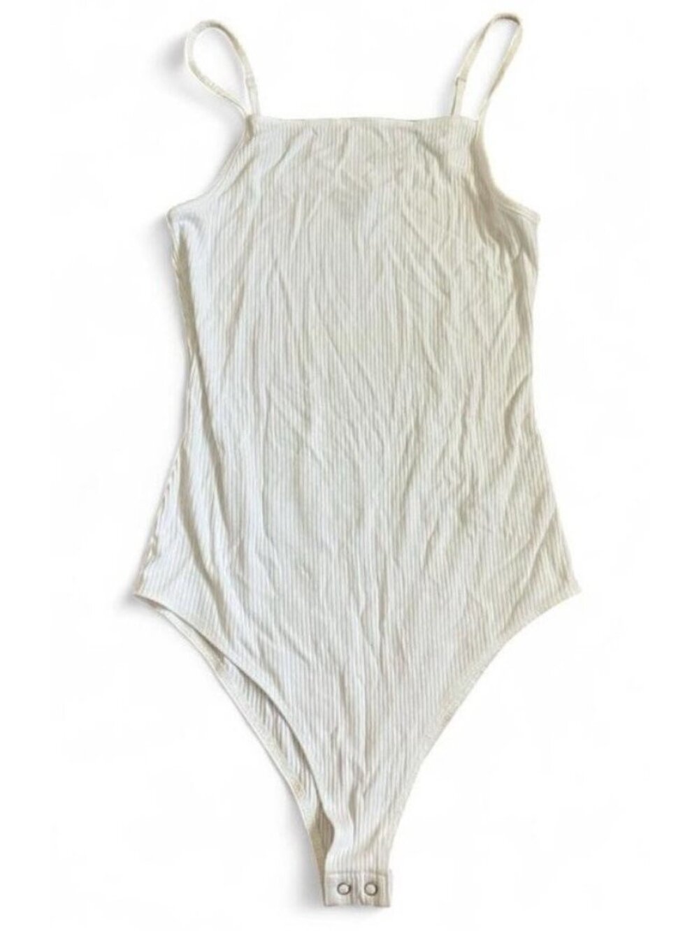 Wild Fable White Ribbed Bodysuit Tank Top Size S